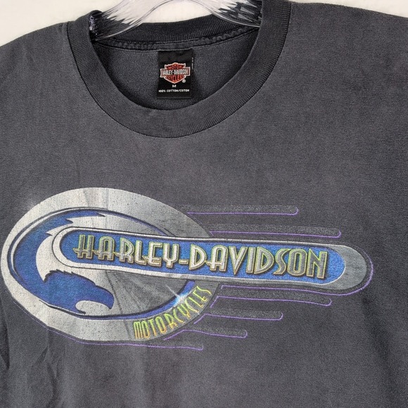 VTG Harley Davidson T-Shirt Men's Medium Gray Mancuso Houston TX Holoubek USA - Picture 2 of 9